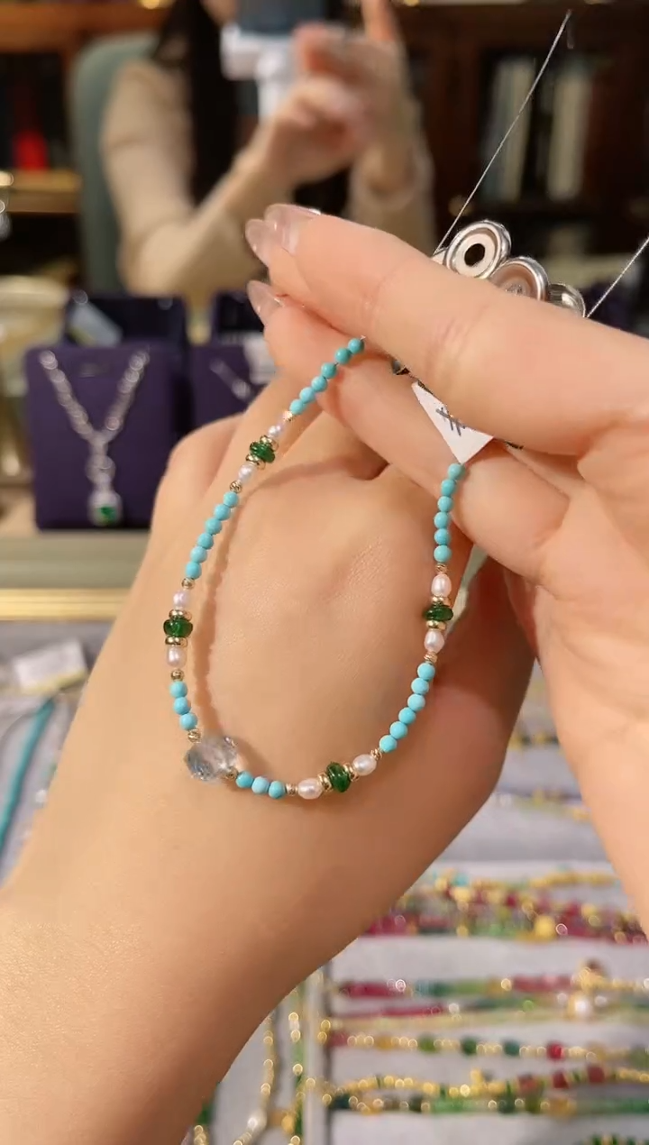 【闪购商品】绿松石手链18K金镶嵌绿松石手链