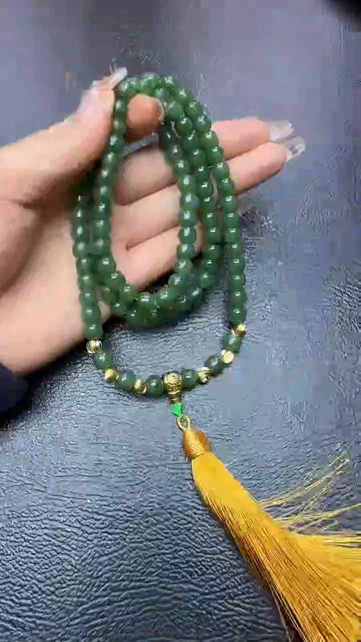 颈饰未镶嵌和田玉碧玉108精品手串