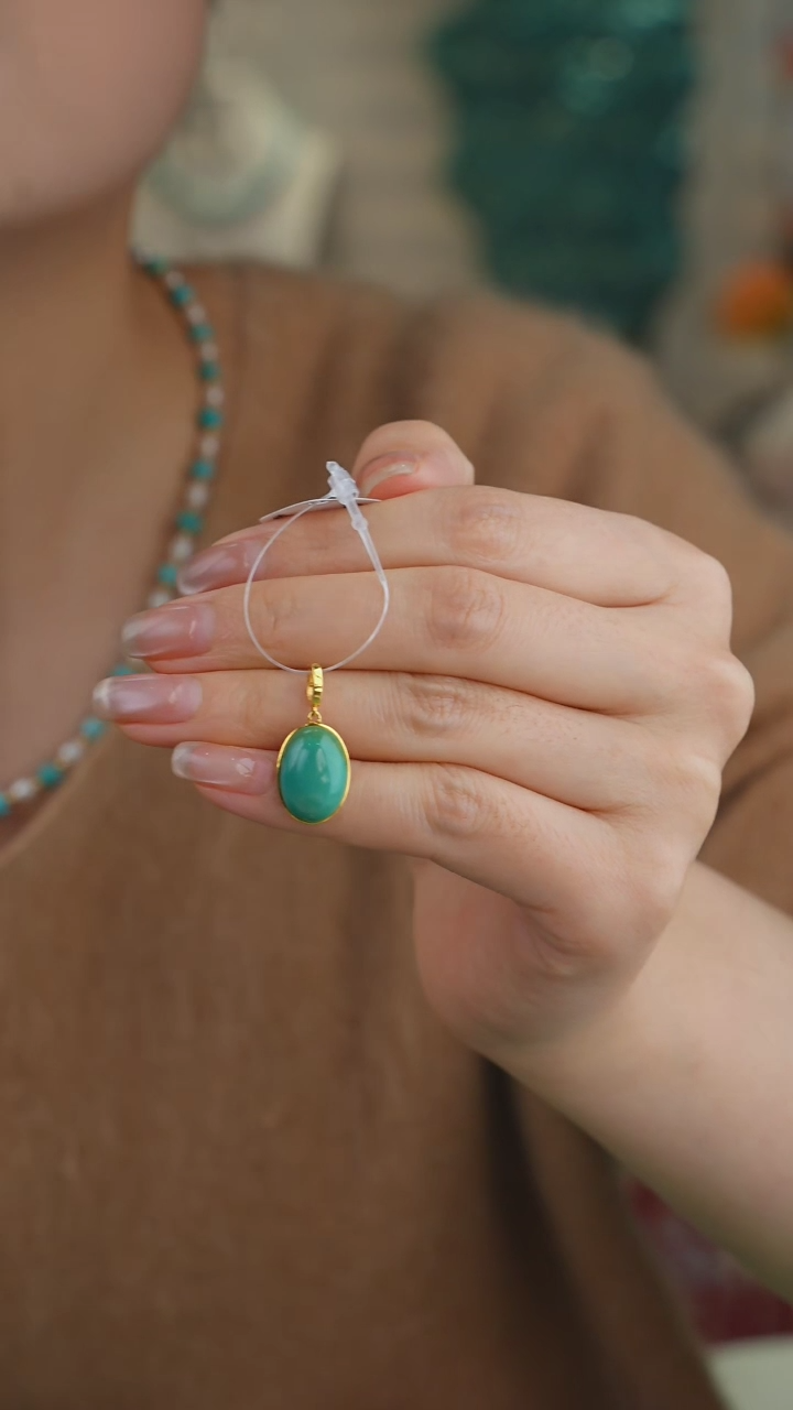 【闪购商品】绿松石吊坠(不含链)18K金镶嵌1