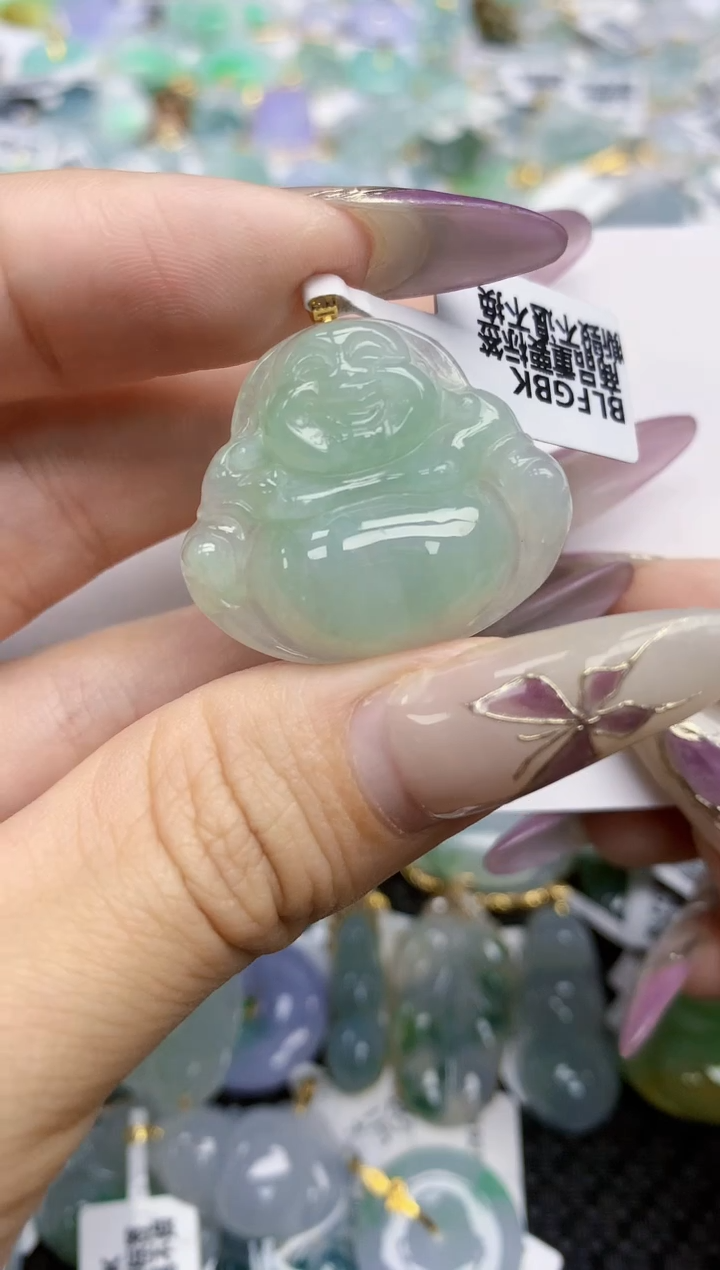 翡翠挂件18K金镶嵌413   天然翡翠A货