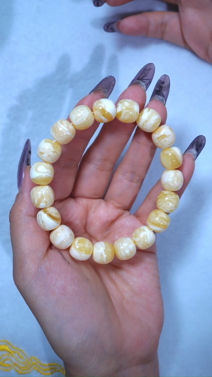 【闪购商品】蜜蜡手链未镶嵌收藏级11.5mm金瓷白溶洞妖孽