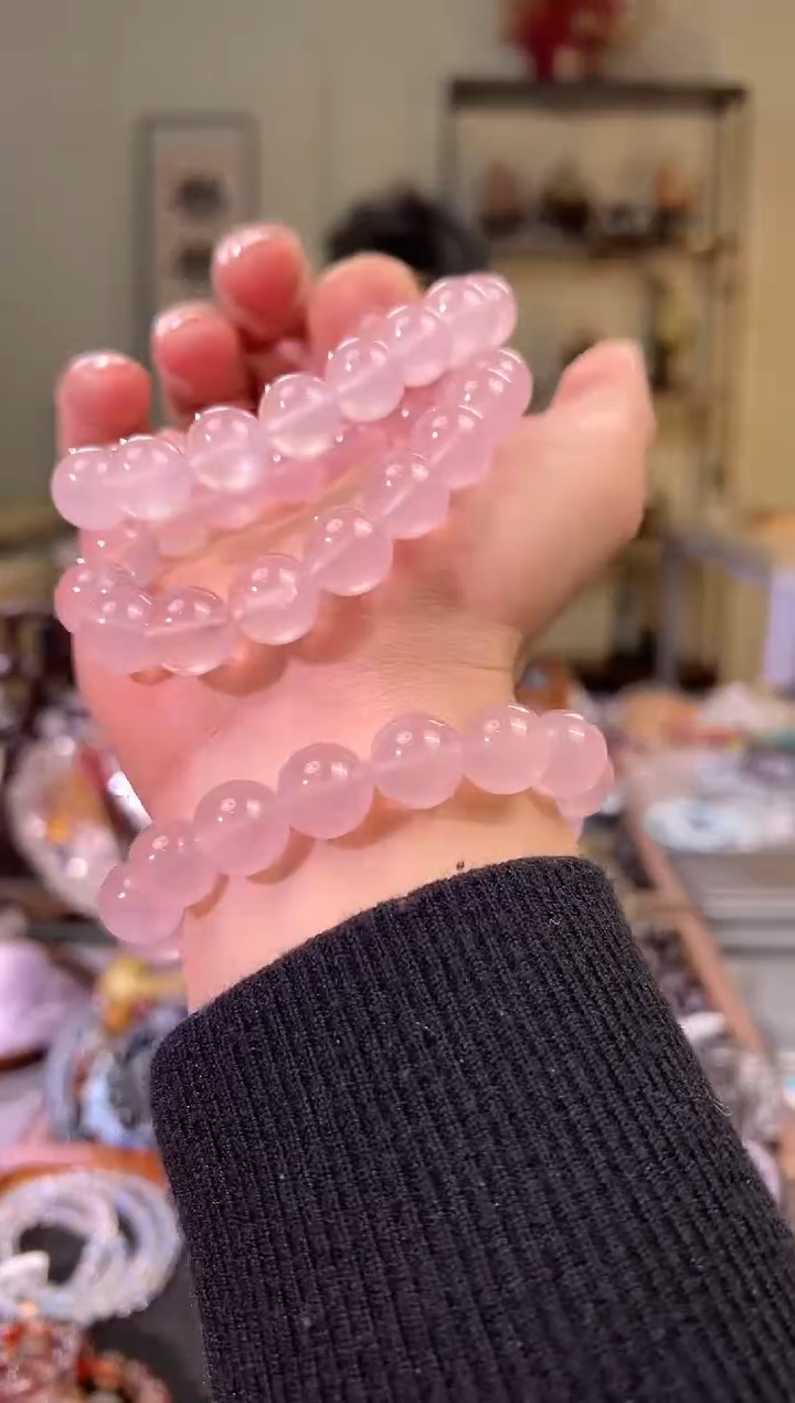 【闪购商品】芙蓉石手串未镶嵌13+mm粉水晶手串（多样性发其一）