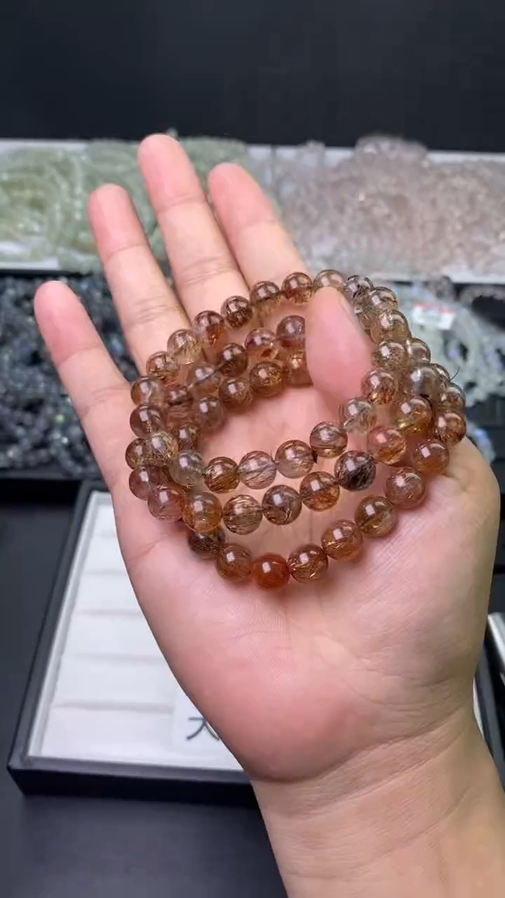 【闪购商品】水晶手串未镶嵌9mm黑金超七