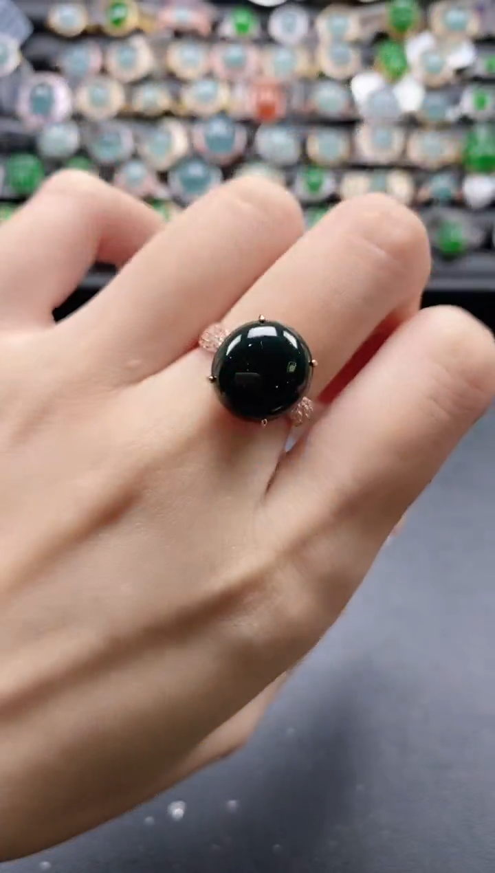 【闪购商品】翡翠戒指银S925镶嵌5151