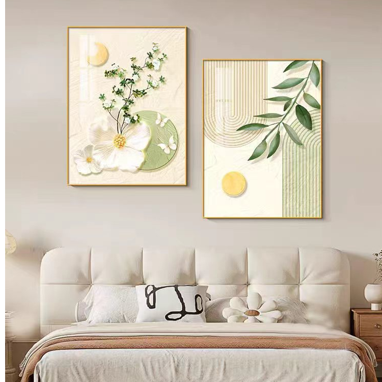 037小清新绿植奶油风床头挂画适用于客厅餐厅装饰