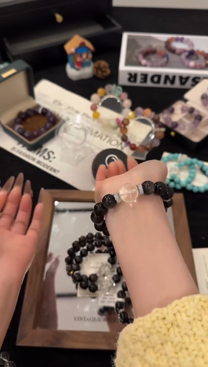 合金手链水晶银耀石x3635