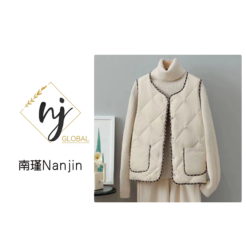 【南瑾全球仓】1699秋冬新款年气质百搭菱形格棉服马甲女短款马夹女
