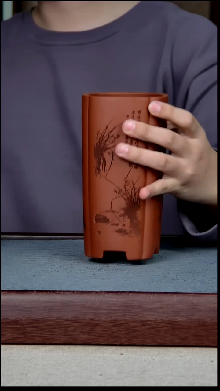 紫砂花盆8*17内径尺寸 红