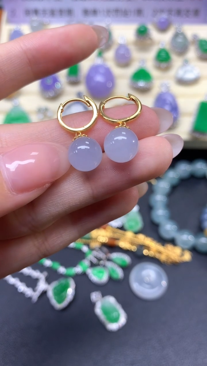 【闪购商品】翡翠耳饰18K金镶嵌耳饰|3250+325