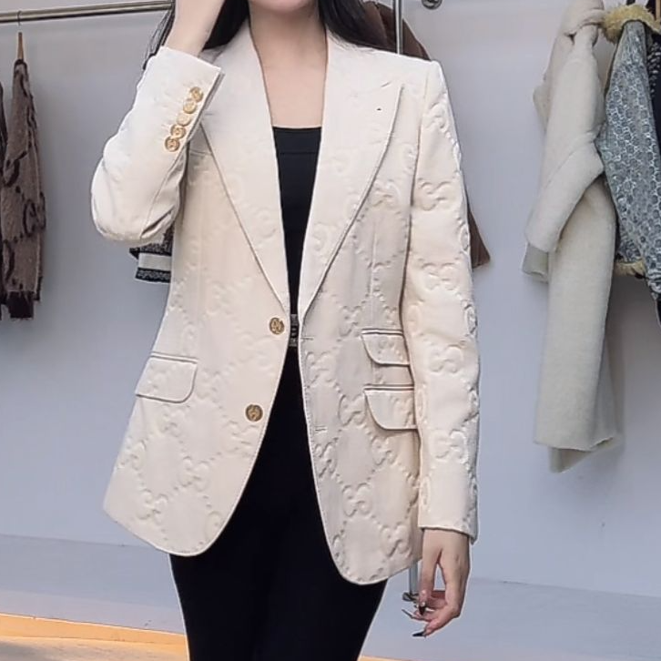 全新未使用 GUCCI/古驰  满印GG小西装 米白/40