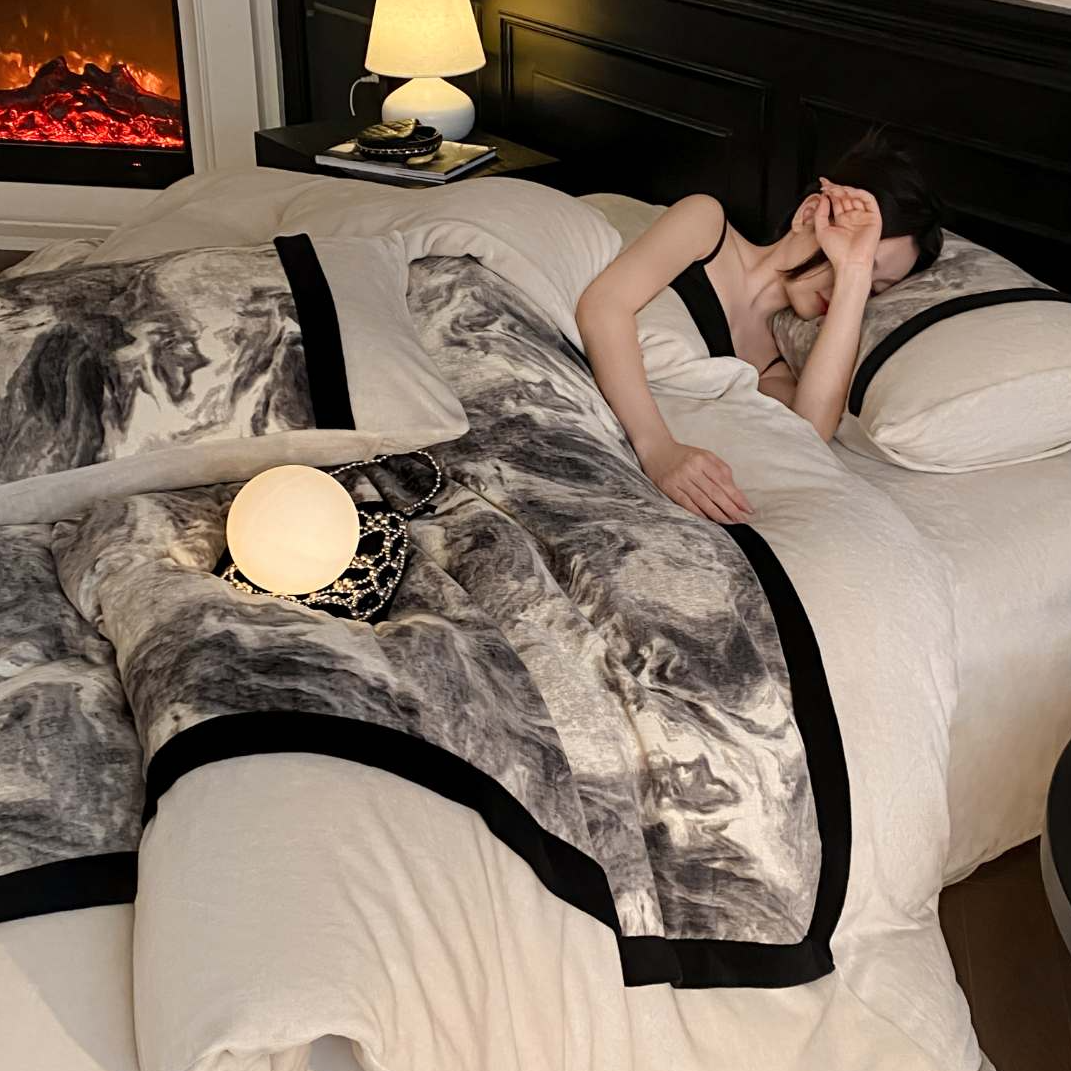 巢尔【凯瑟琳】牛奶绒四件套双面绒加厚床品冬季保暖轻奢床单被套