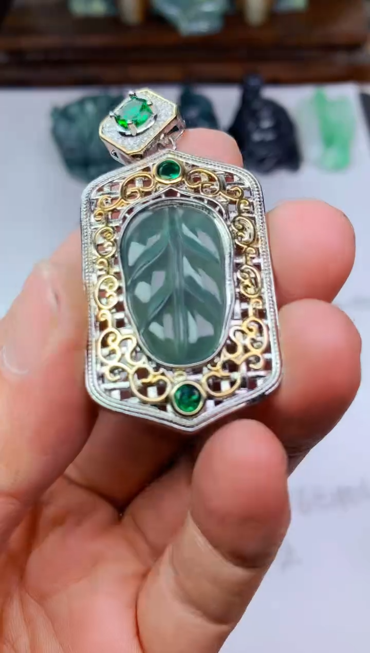 颈饰未镶嵌翡翠0***b叶子