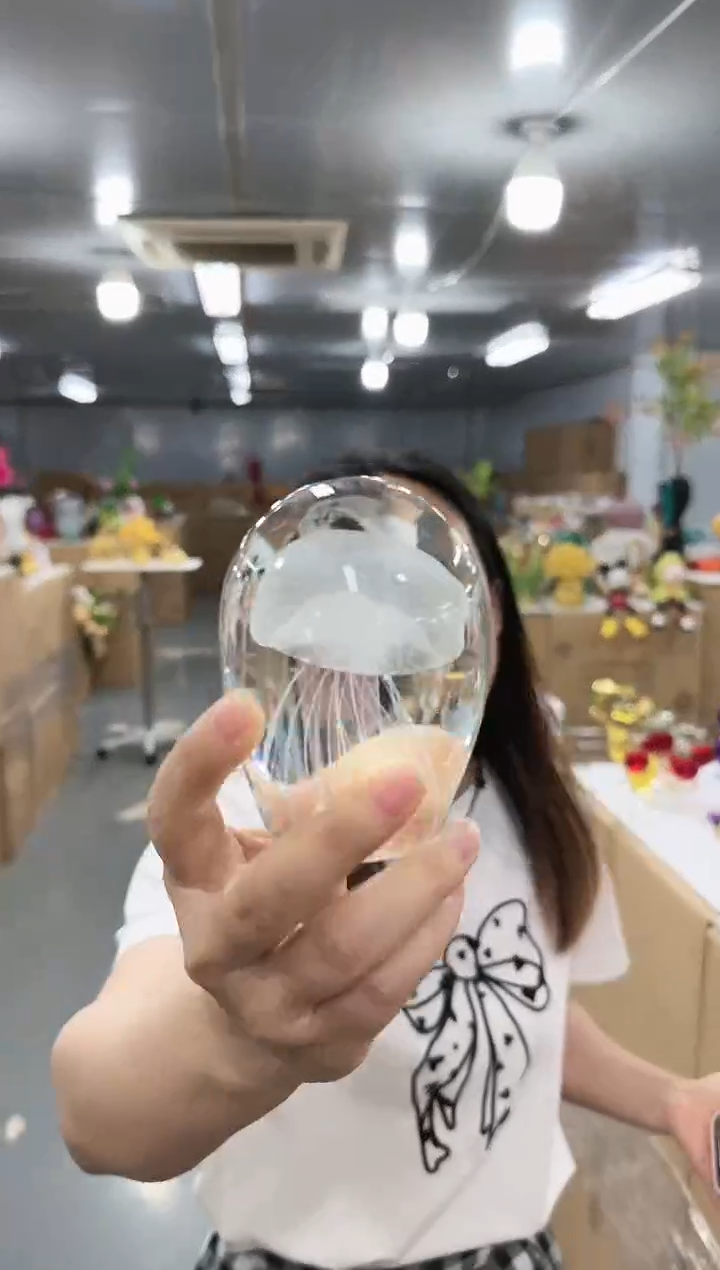 金沃水晶琉璃摆件   水母