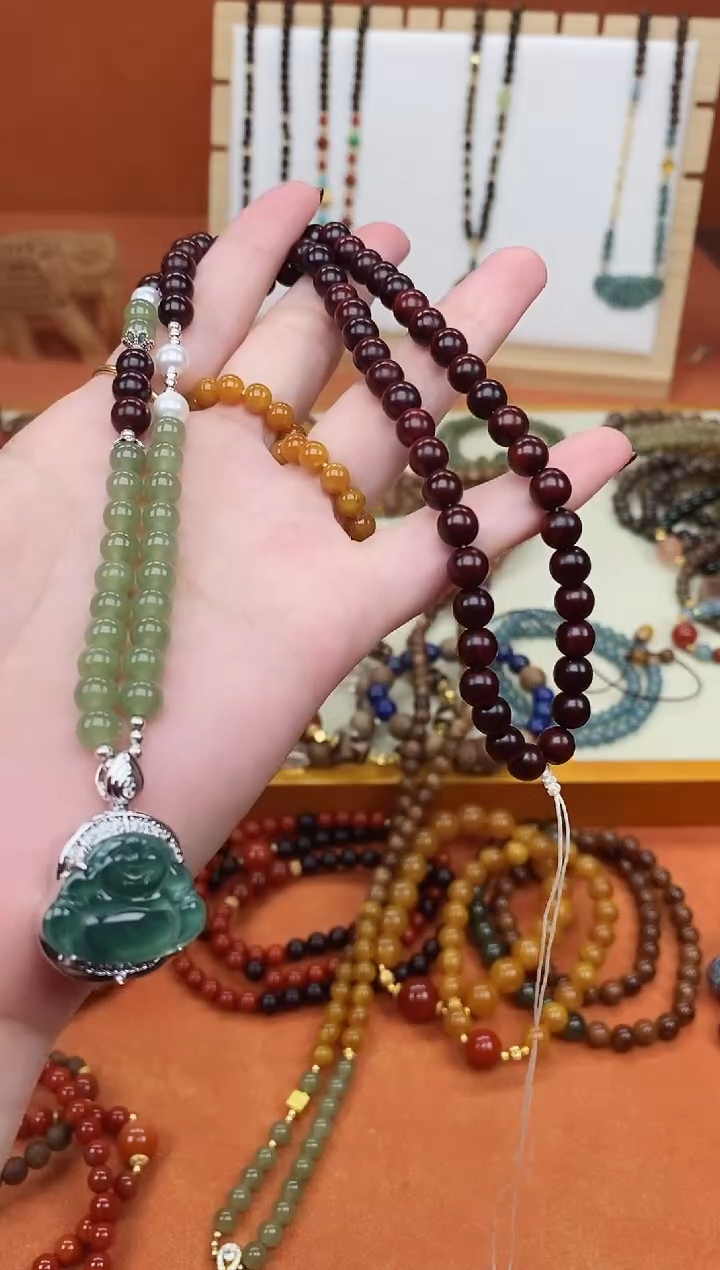 手串檀香紫檀（小叶紫檀）未镶嵌印度小叶紫檀蓝水佛公项链