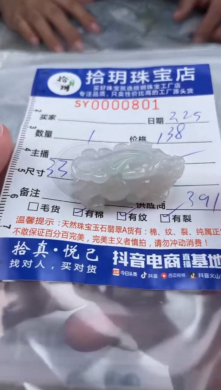 【闪购商品】翡翠颈饰未镶嵌翡翠挂件貔貅801