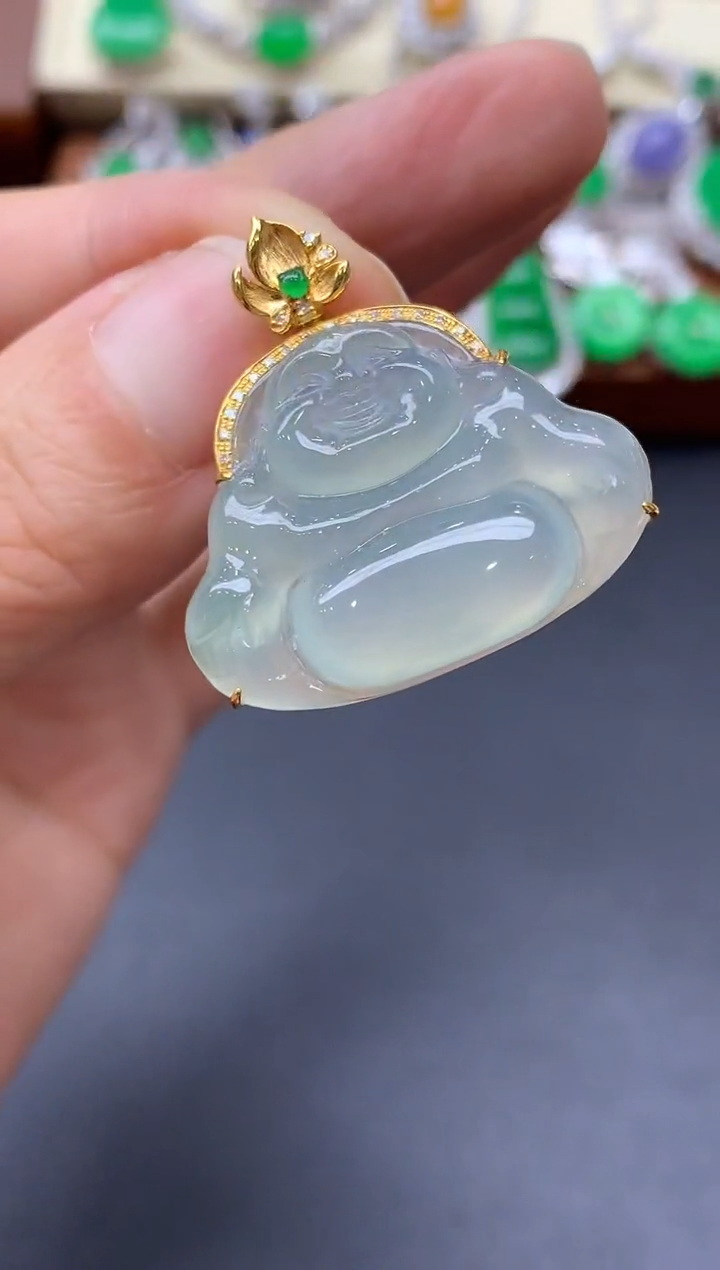 颈饰18K金镶嵌翡翠621-中国好珍宝