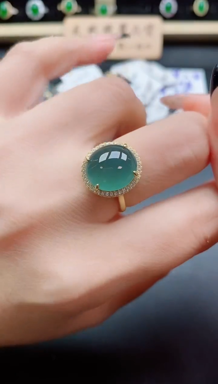 银S925镶嵌戒指翡翠1