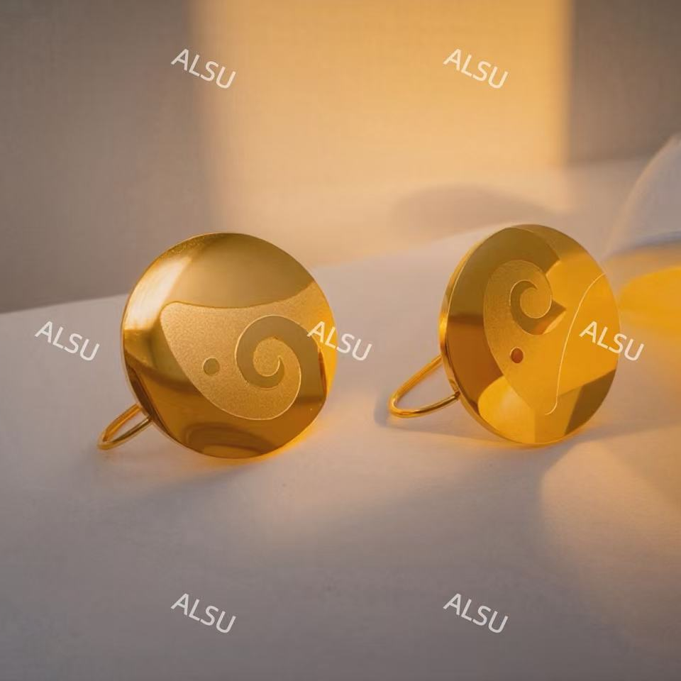 合金耳饰 ALSU原创经典民族风圆形光面耳环时尚气质简约百搭