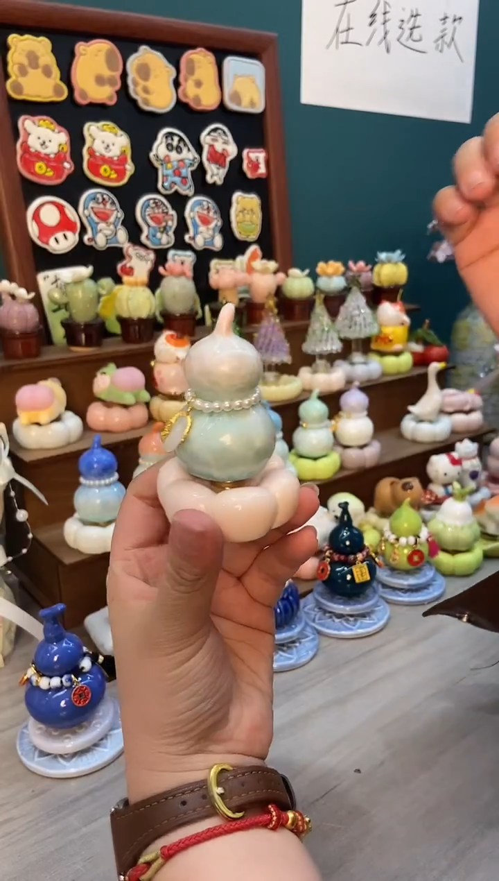 摆件陶粉色葫芦景德镇陶瓷1个装