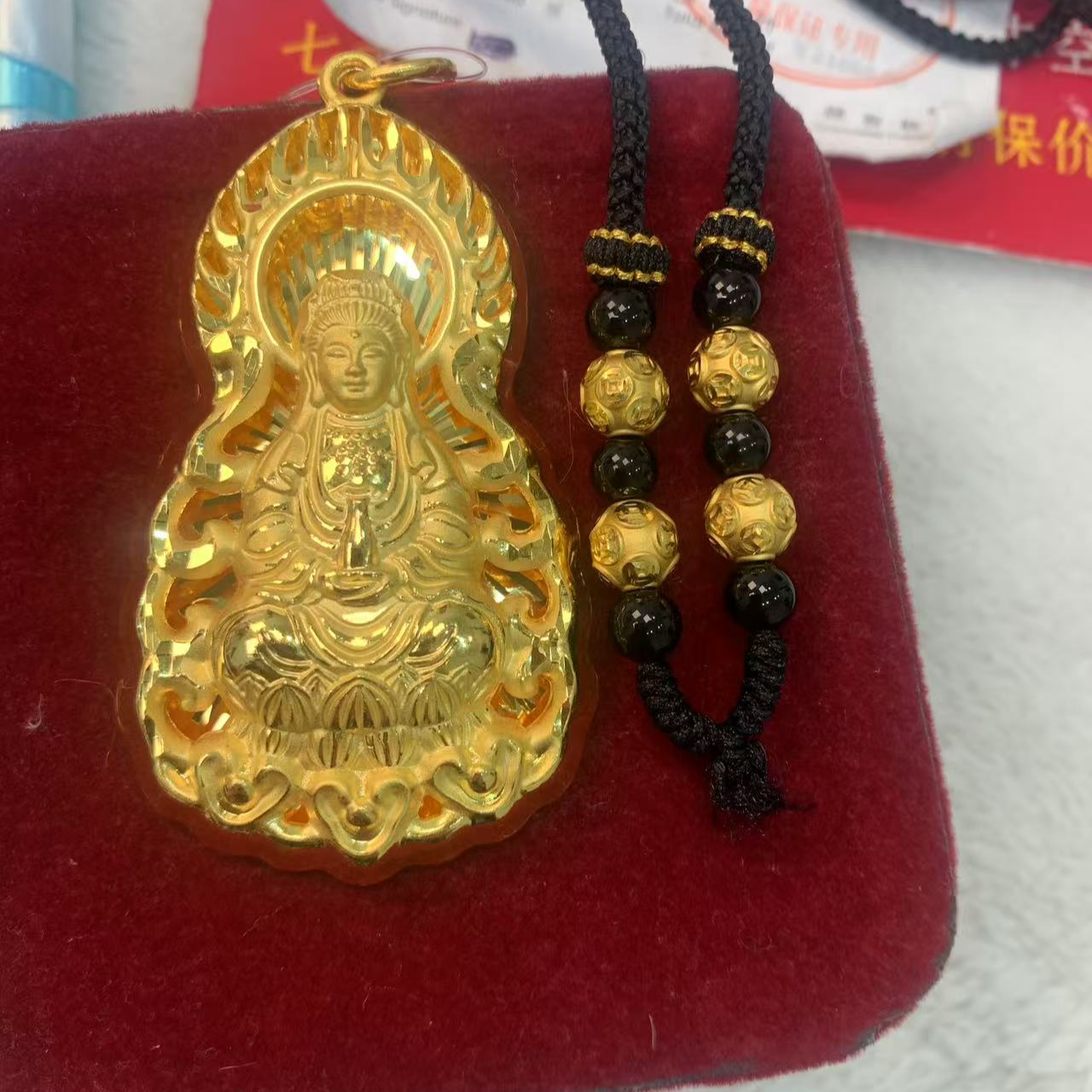 美开乐黄金观音吊坠旧料23.43换40.98克补差13947元