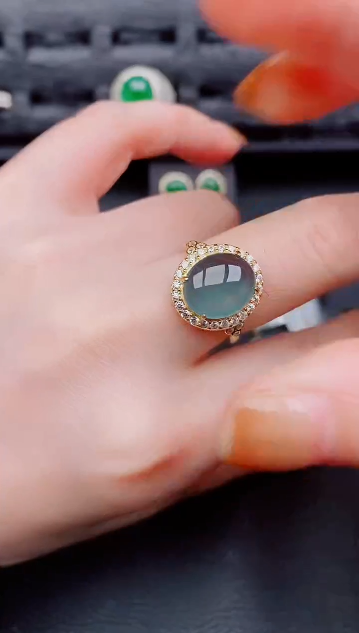 【闪购商品】翡翠戒指银S925镶嵌天然a货翡翠467