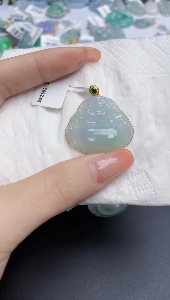 【闪购商品】翡翠颈饰18K金镶嵌天然缅甸翡翠A货