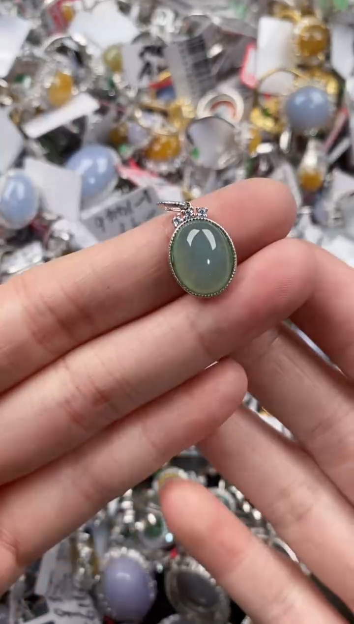 银S925镶嵌戒指翡翠222   9