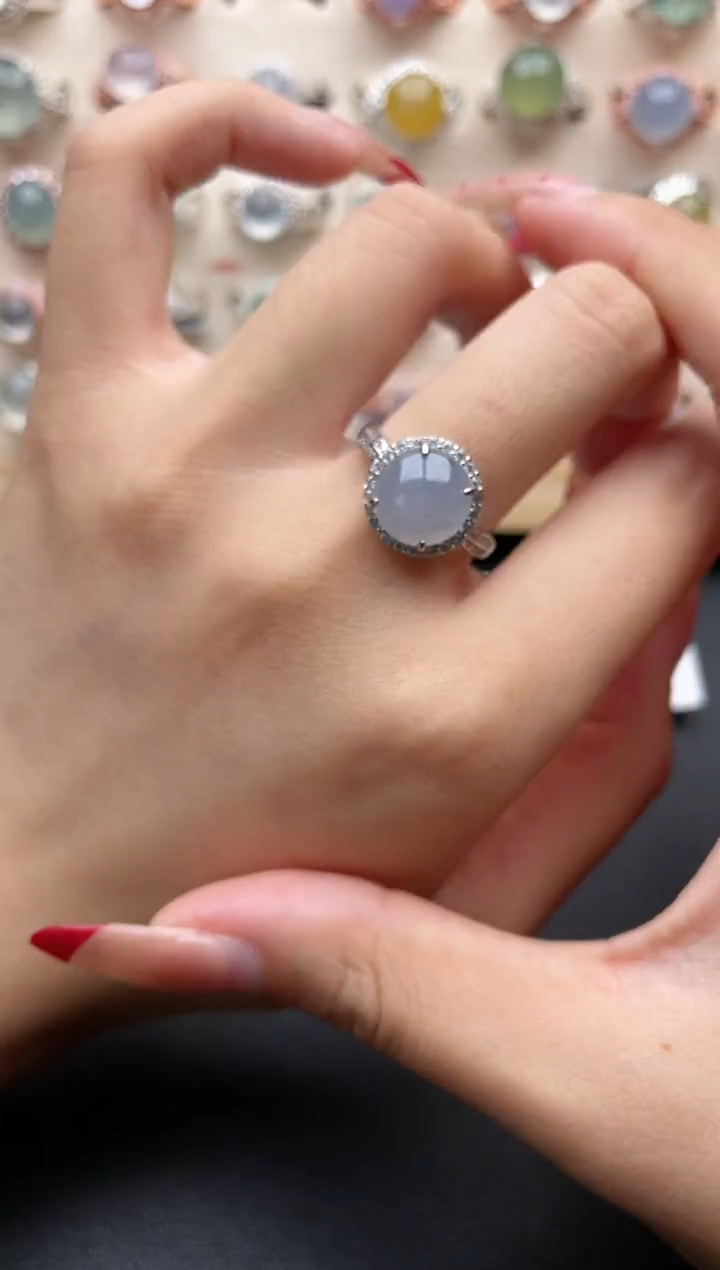 【闪购商品】翡翠戒指银S925镶嵌一物一证一礼盒