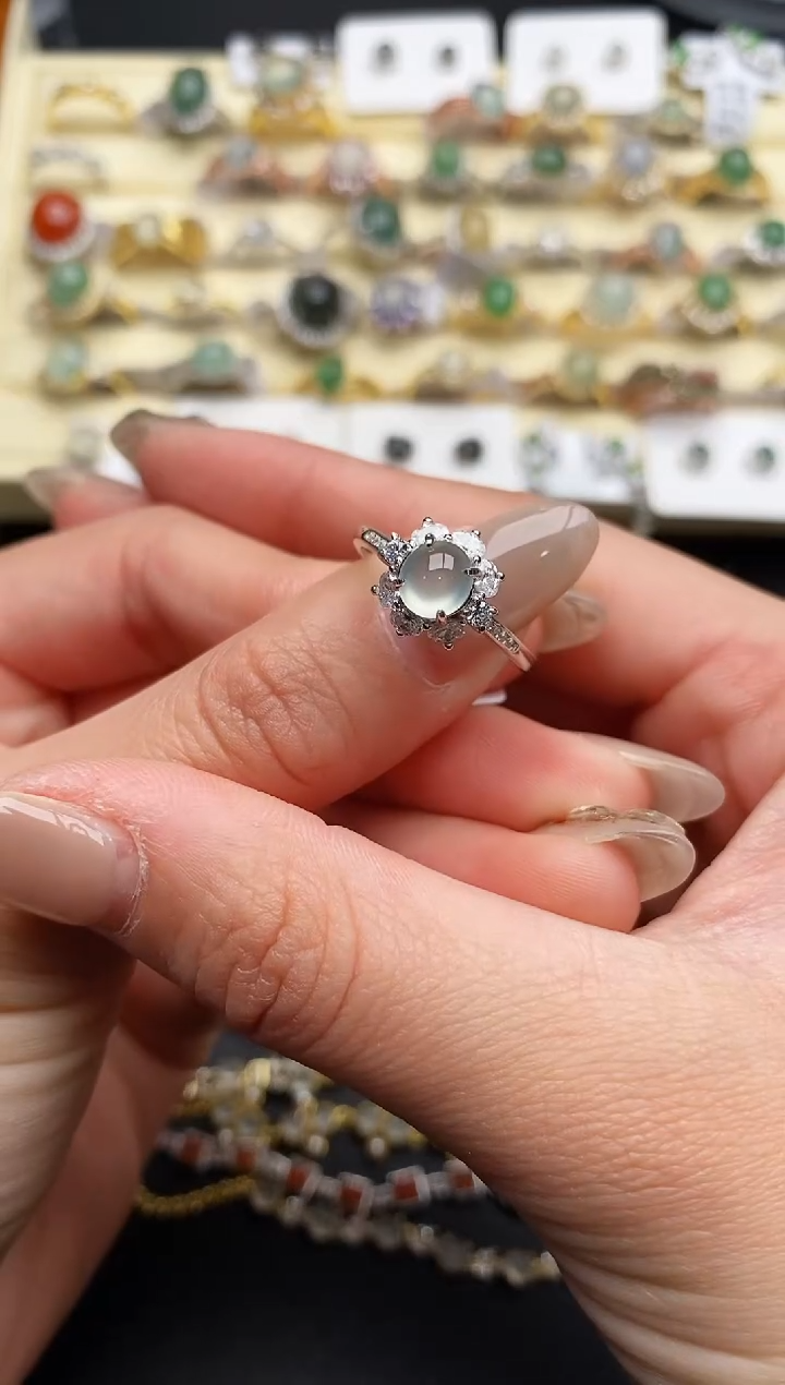 【闪购商品】翡翠戒指银S925镶嵌77777777+3