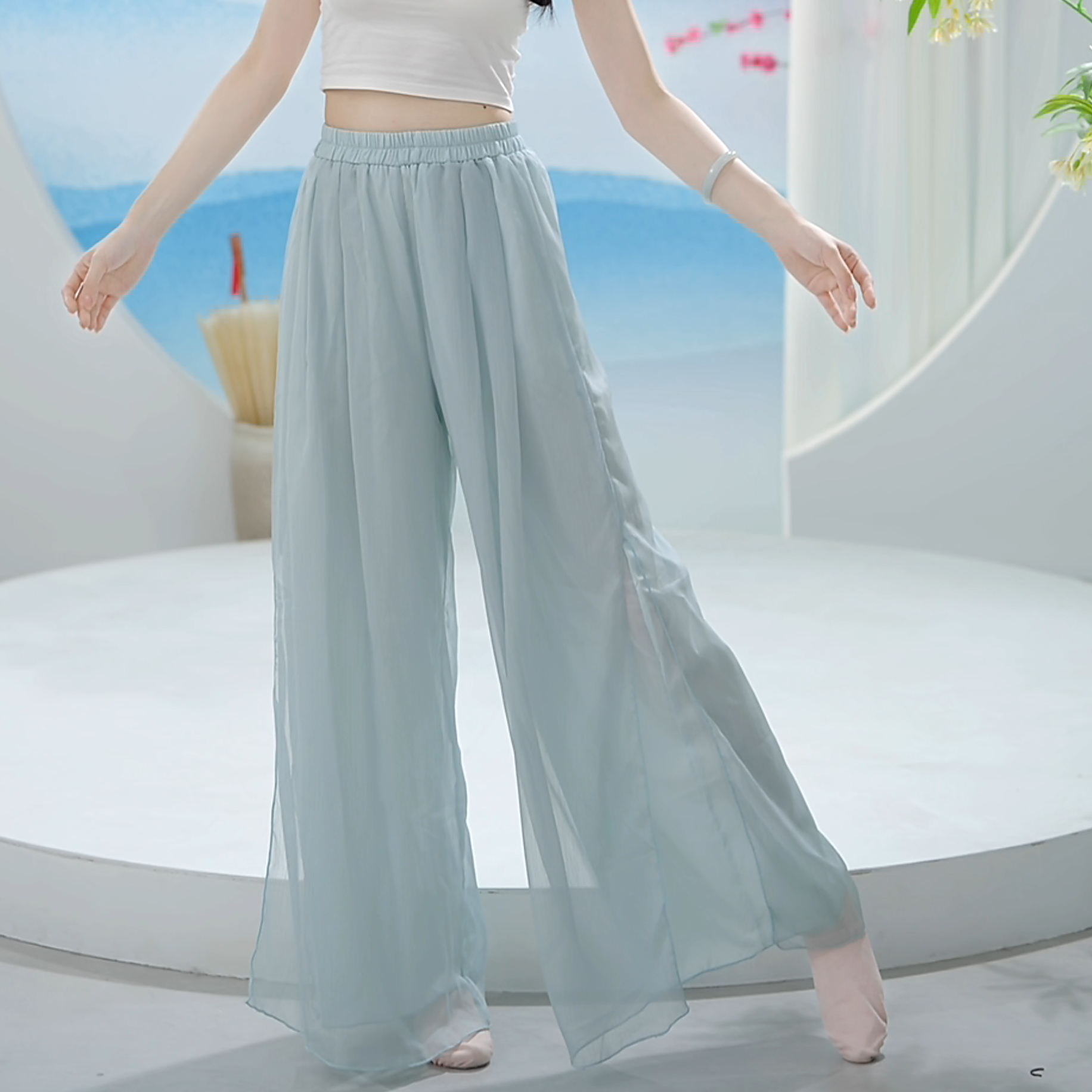 8117 D现代舞蹈裤女新款双层宽松阔腿跳舞练功日常可穿飘逸舞蹈服