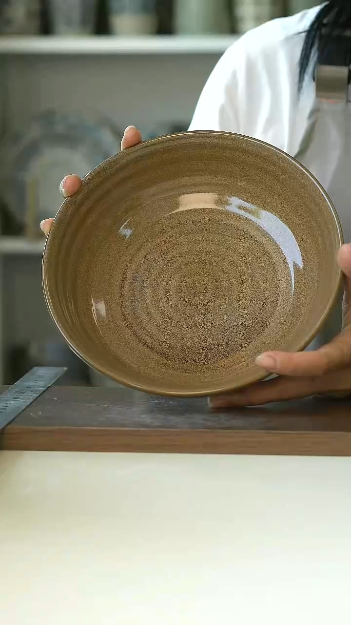 微瑕出澳洲ALR涟漪砂岩棕深盘20.5cm@4-2@