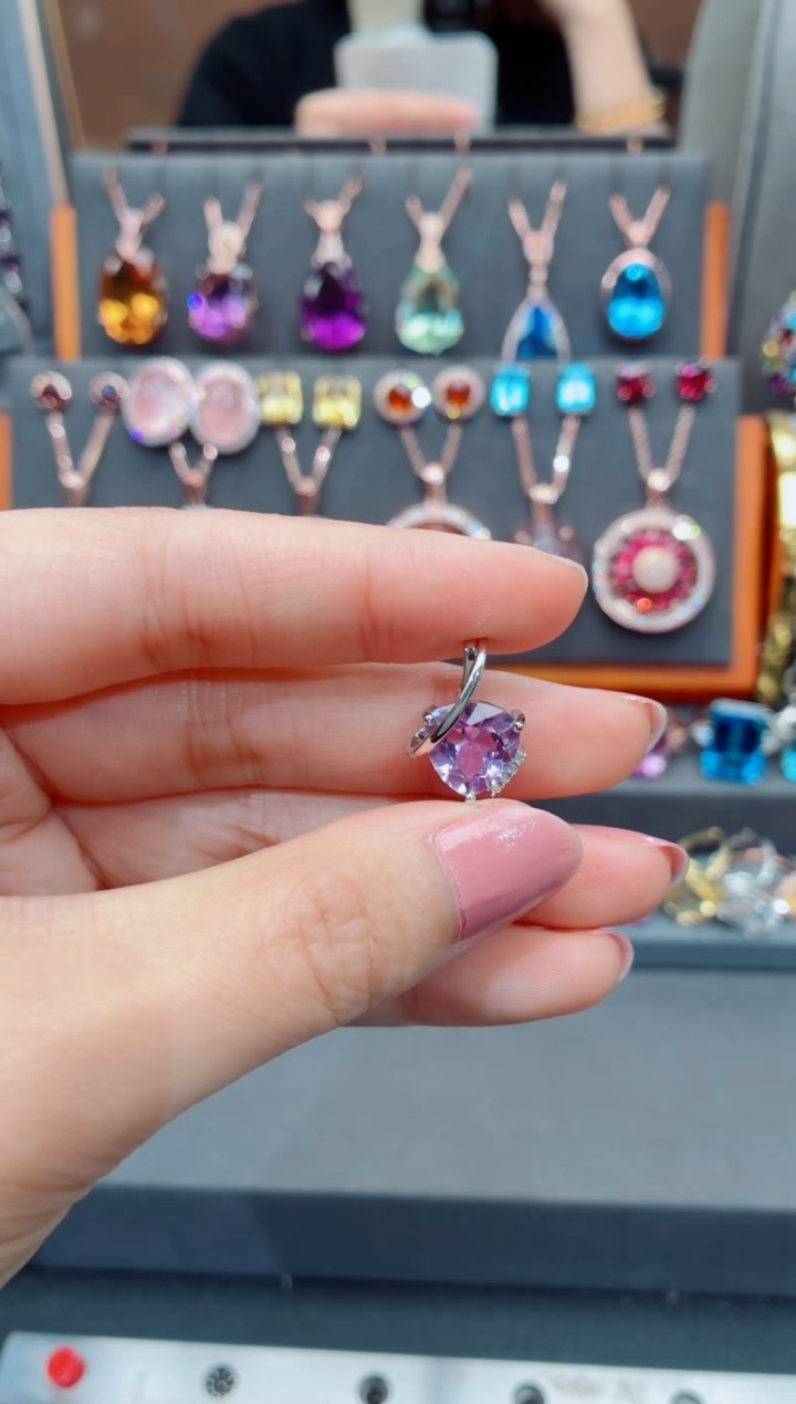 吊坠(不含链)银S925镶嵌水晶水晶吊坠