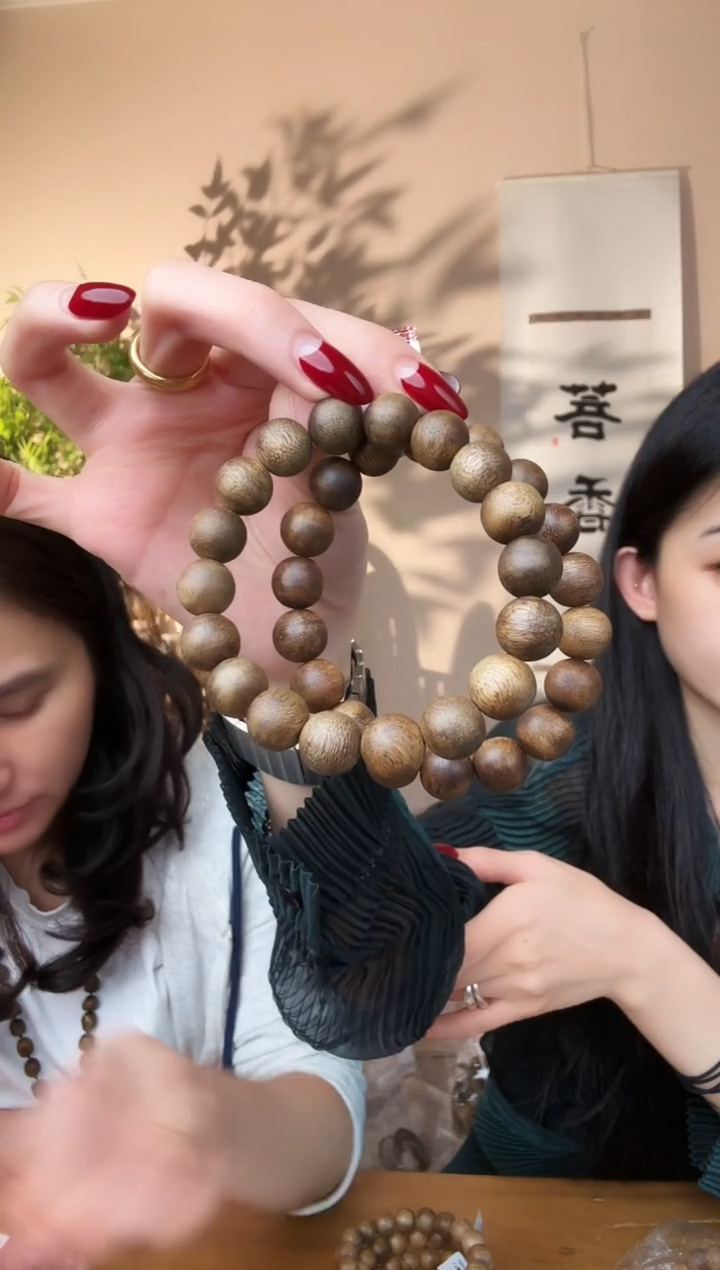 【闪购商品】沉香手串1.2圆珠莺歌岭绿棋多样性发其一8g