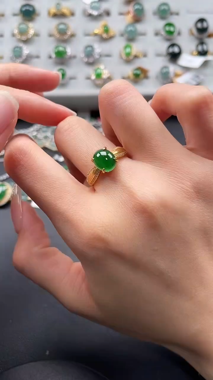 【闪购商品】翡翠戒指银S925镶嵌45643563