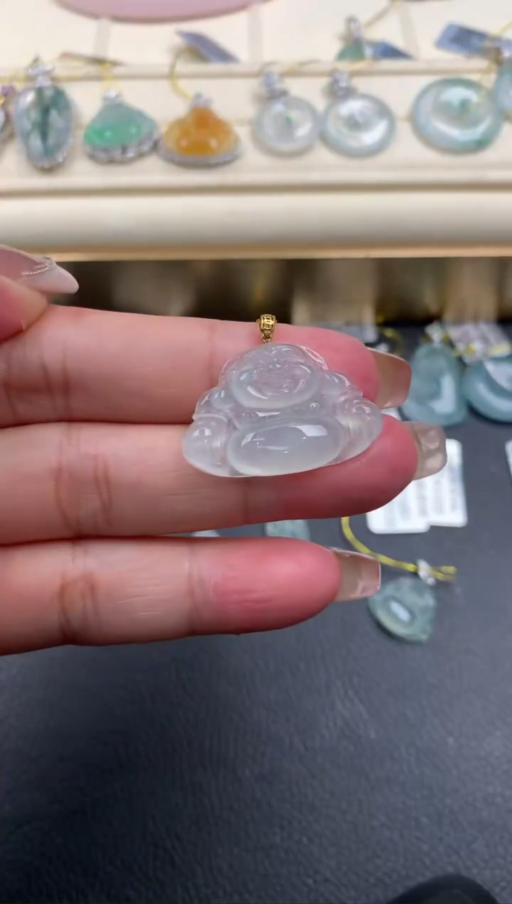 【闪购商品】翡翠颈饰18K金镶嵌A765     