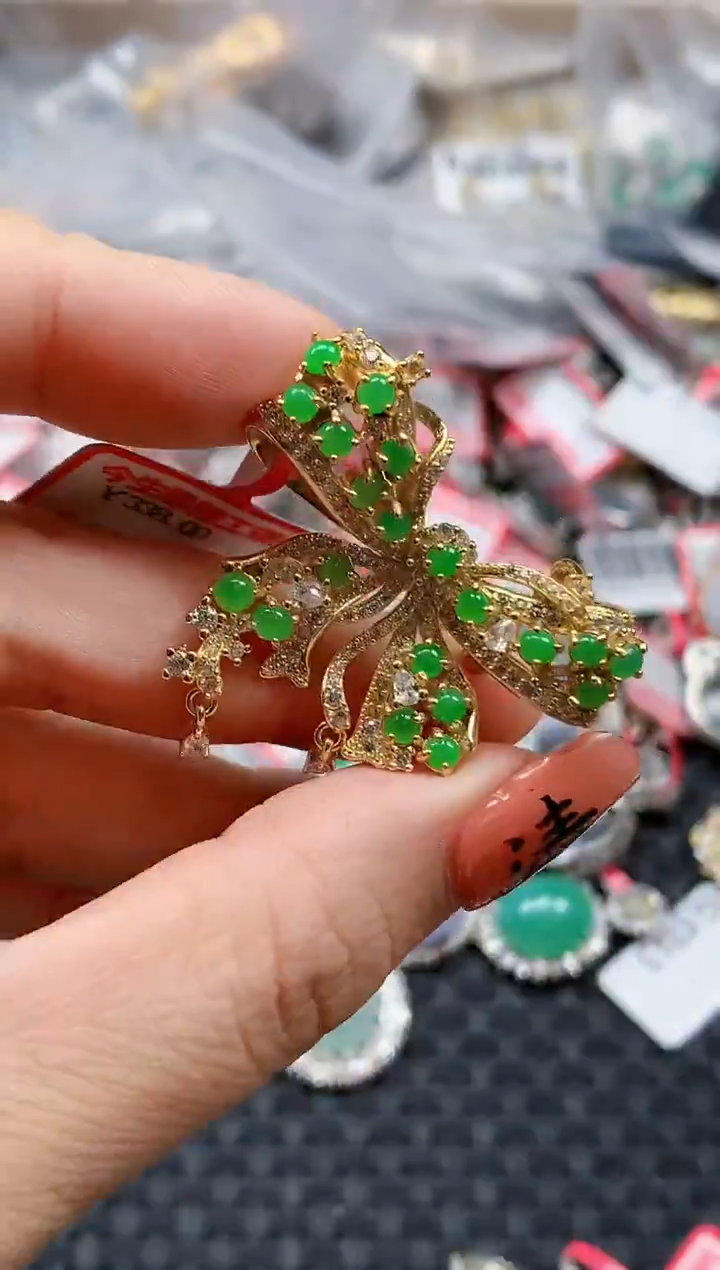 银S925镶嵌戒指翡翠天然A货缅甸翡翠