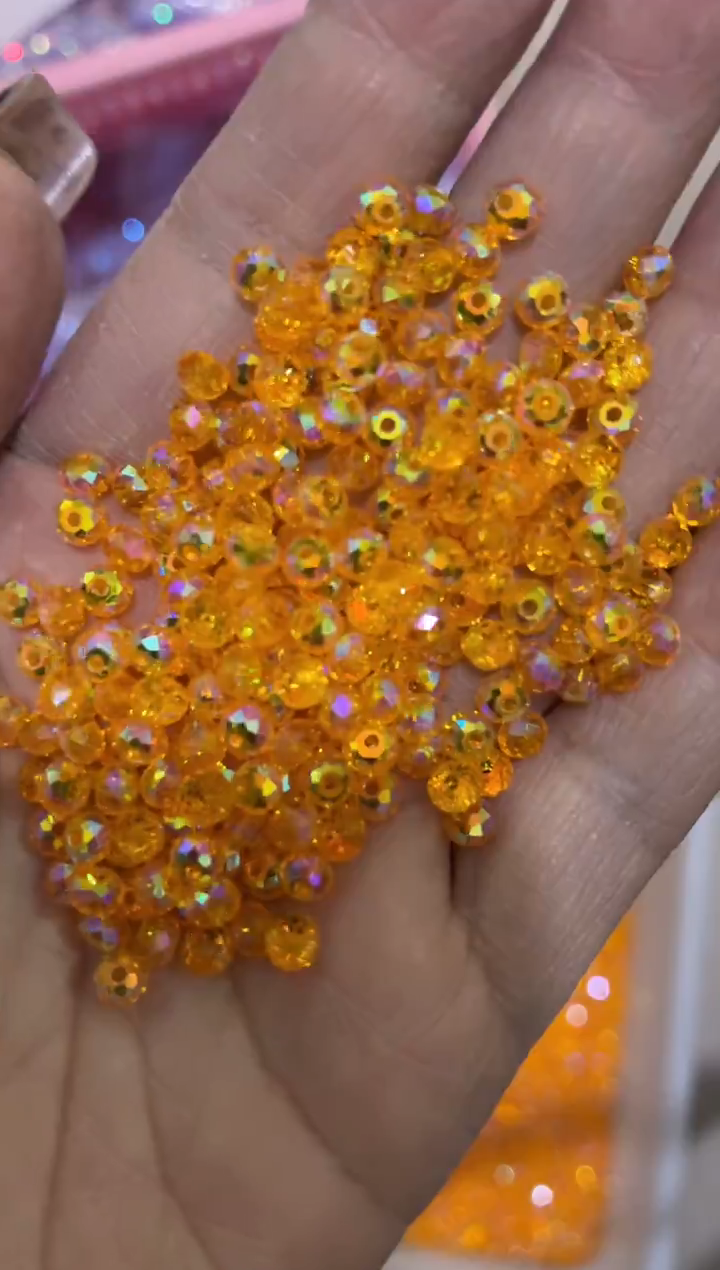 玻璃28193卡4华子扁400颗爱玛橙