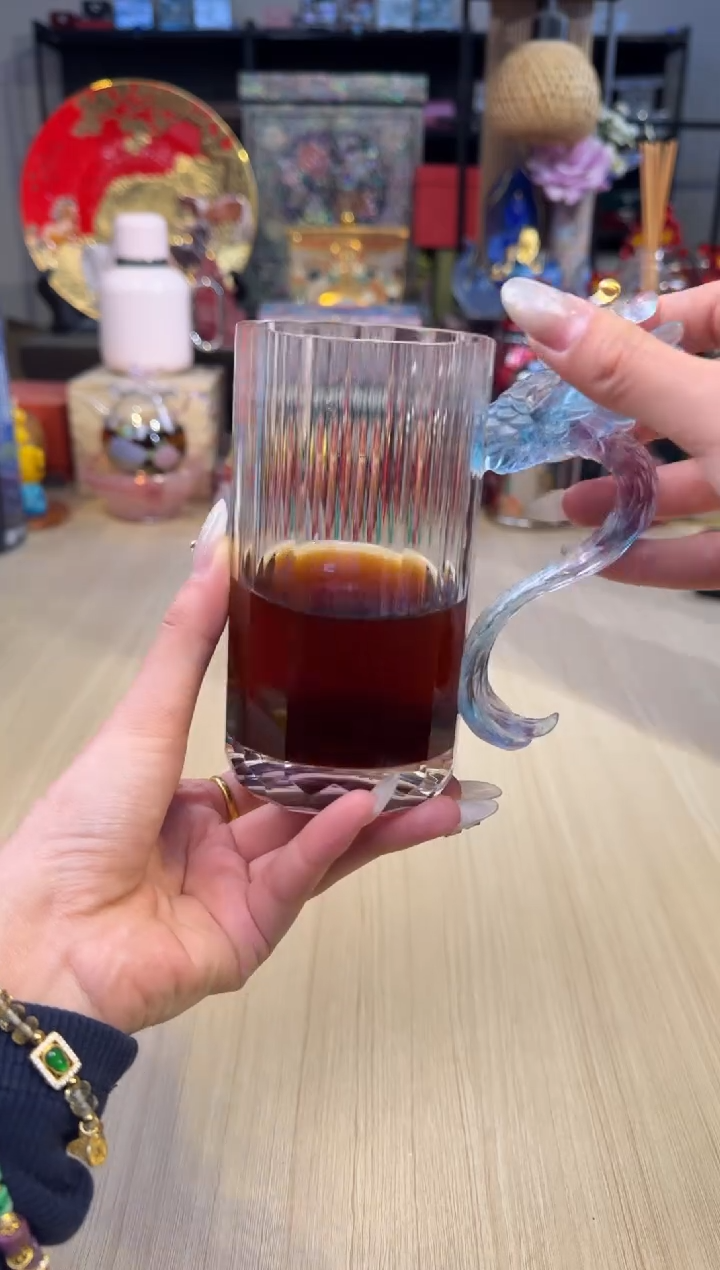 81有凤来仪栾凤水晶杯+茶叶（蓝彩紫）