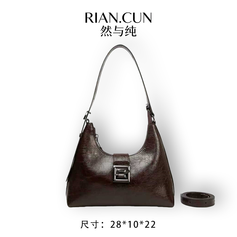 RAIN.CUN冬季2025新款轻奢设计单肩斜挎女包 BF-66613-咖啡色