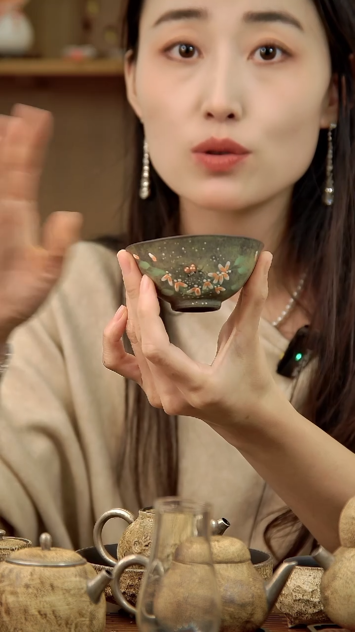 言野手作 森系手绘斗笠杯