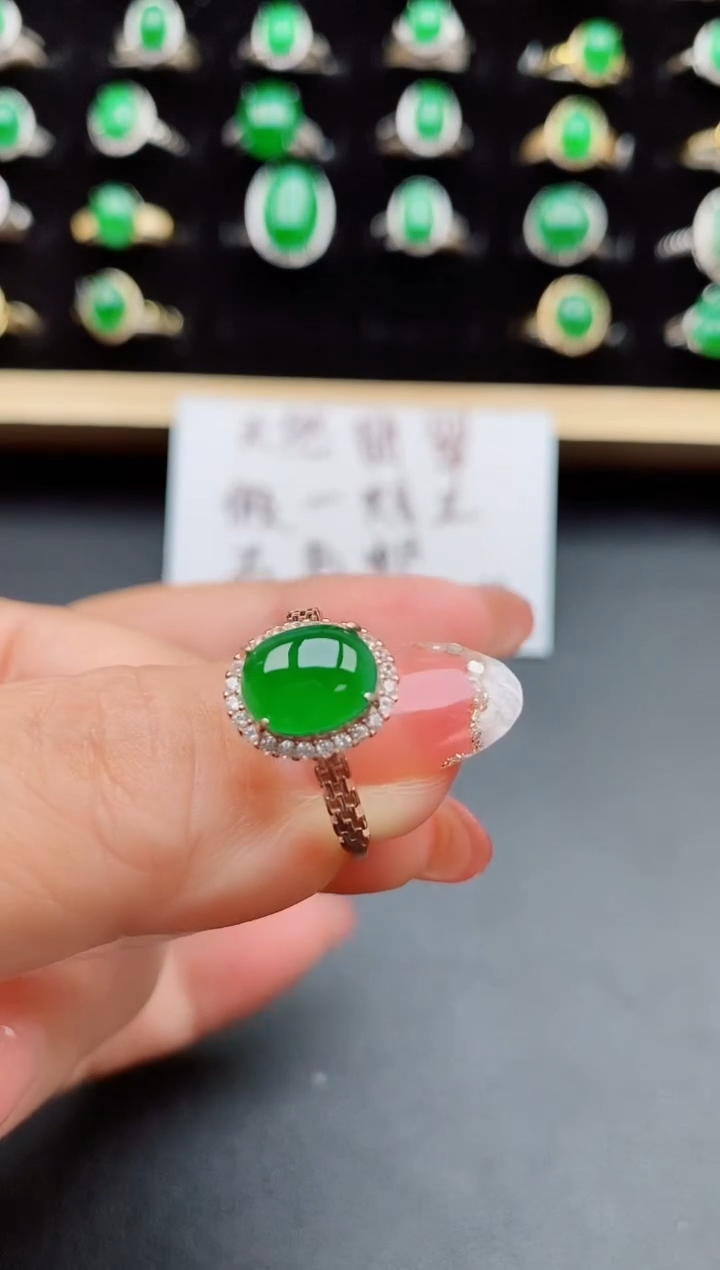 【闪购商品】翡翠戒指银S925镶嵌058008