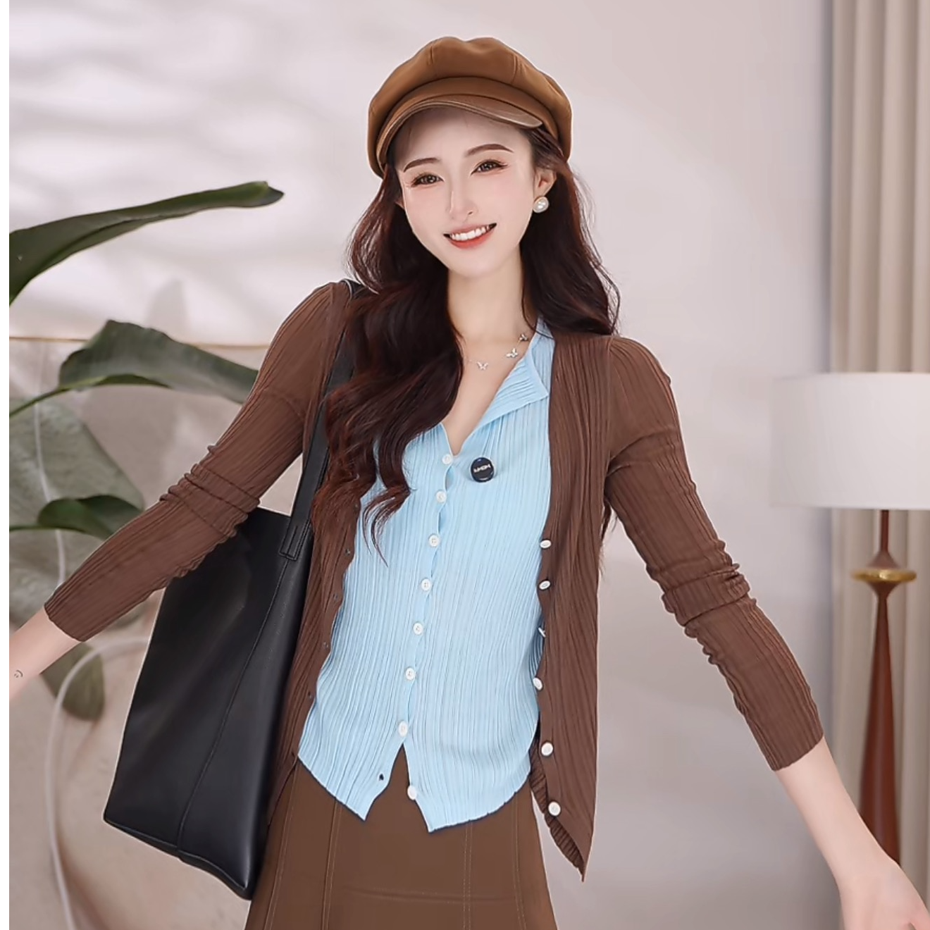 AMASS/阿玛施25新款休闲假两件开衫百搭针织衫548066-1T71133