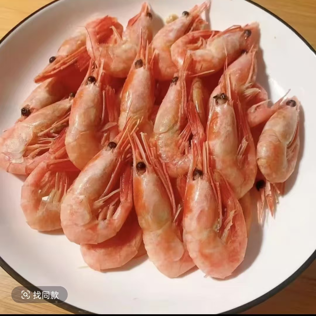 头籽腹籽混发大规格熟冻北极甜虾即食有轻微海藻头