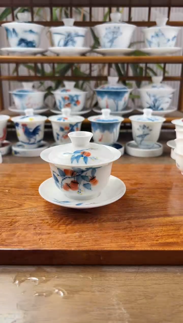 微瑕柿子130ml三才盖碗