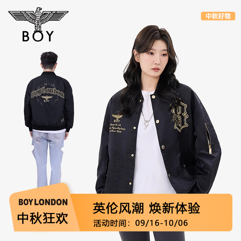 BOYLONDON字母logo印花时尚休闲百搭情侣潮流耐磨夹克外套N25005