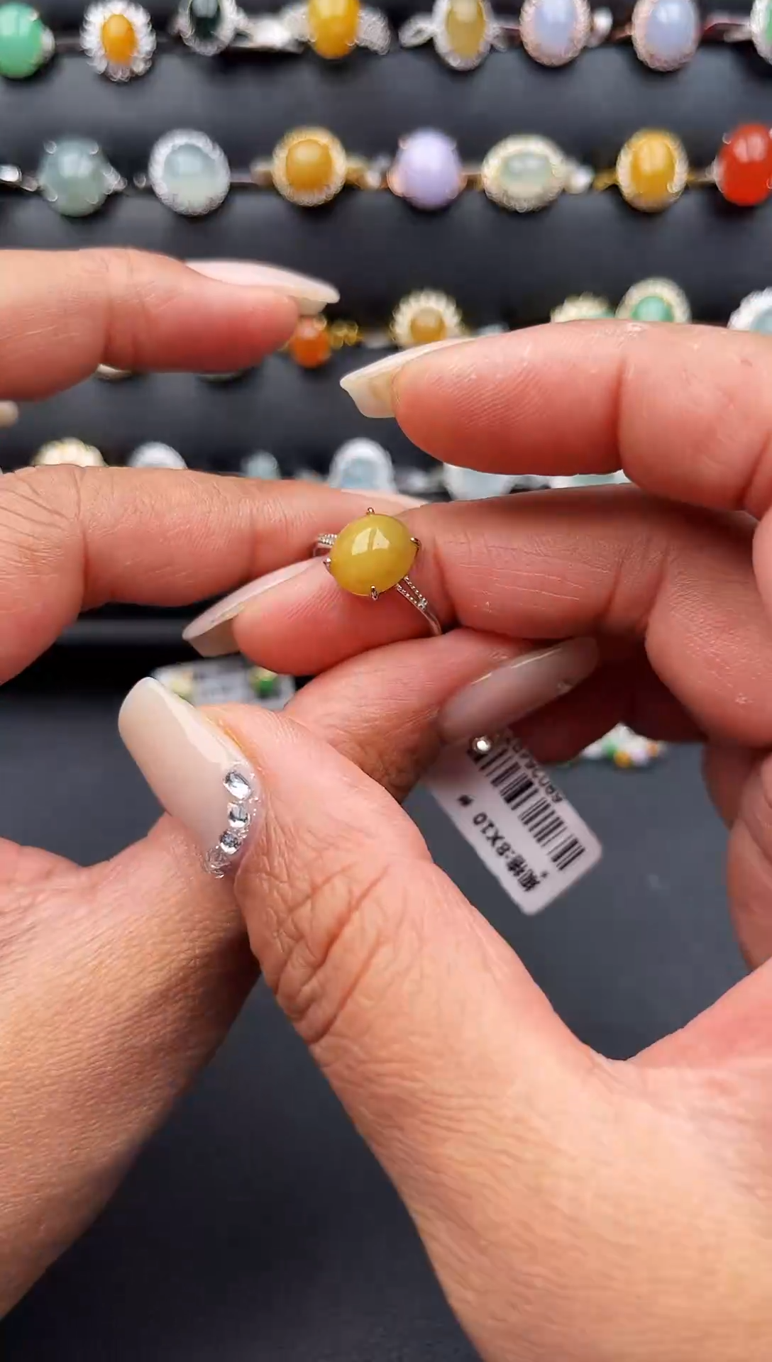 【闪购商品】翡翠戒指银S925镶嵌缅甸天然A货翡翠S925银镶嵌