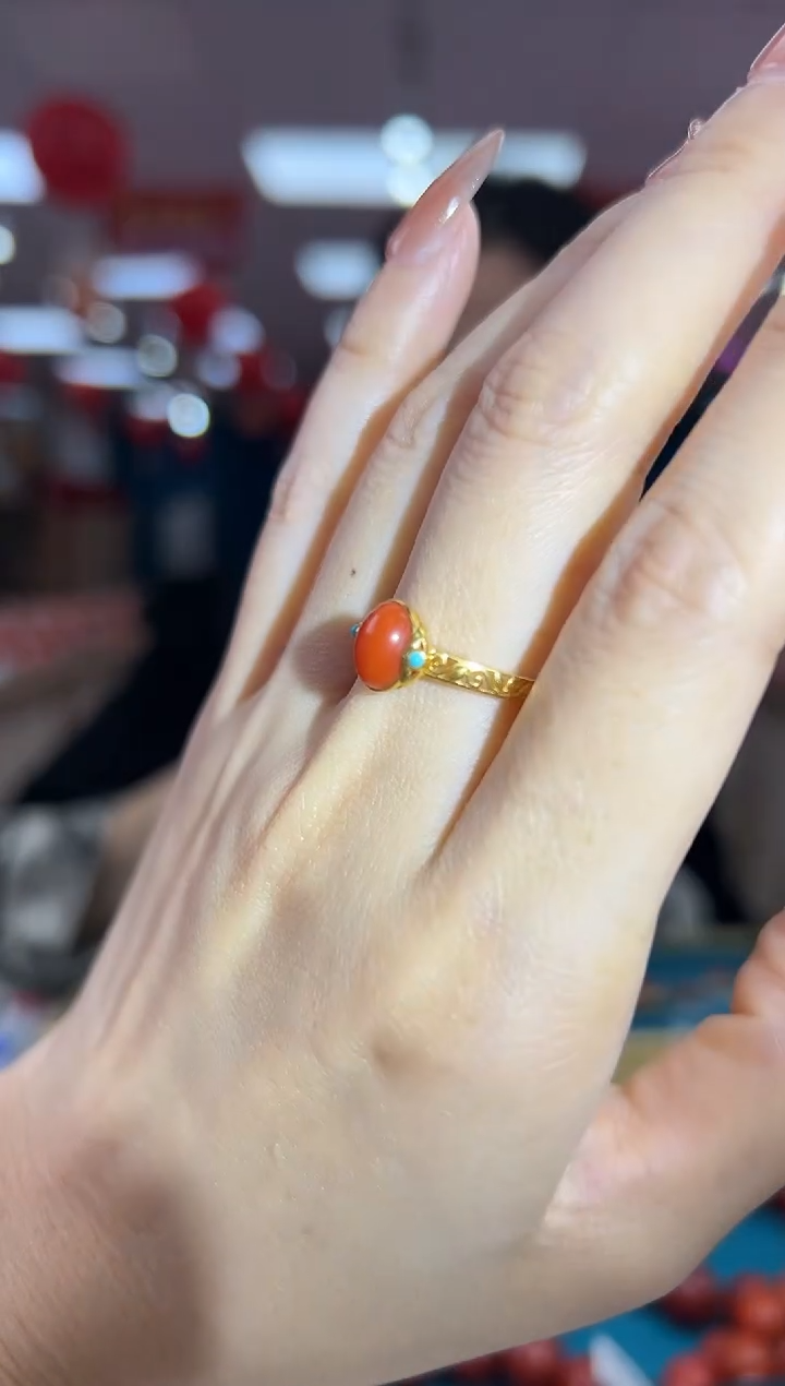 【闪购商品】南红玛瑙戒指18K金镶嵌2.15-（多样式）