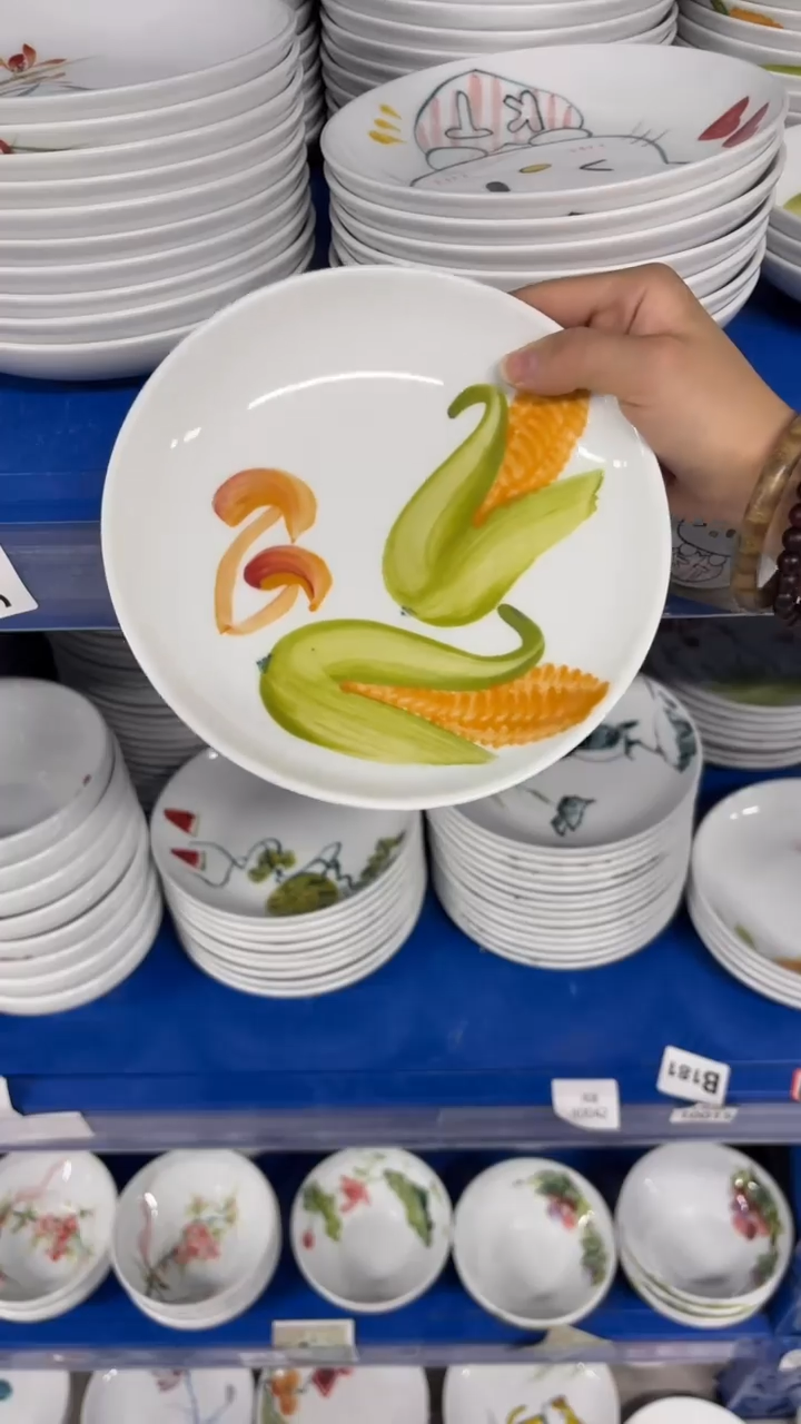 瓷片景德镇手绘釉中彩（食品级）浅盘