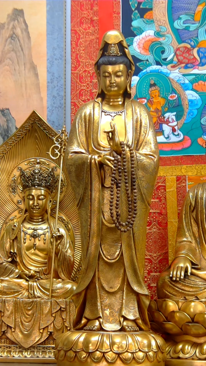 幸***吒79公分紫铜鎏金观音23699