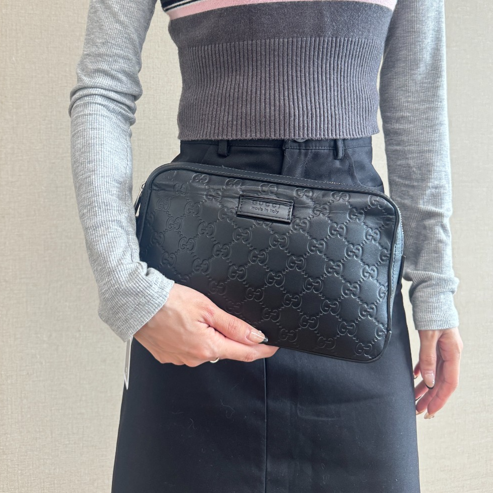 95新 GUCCI/古驰 黑色洗漱包/云海优选/52209